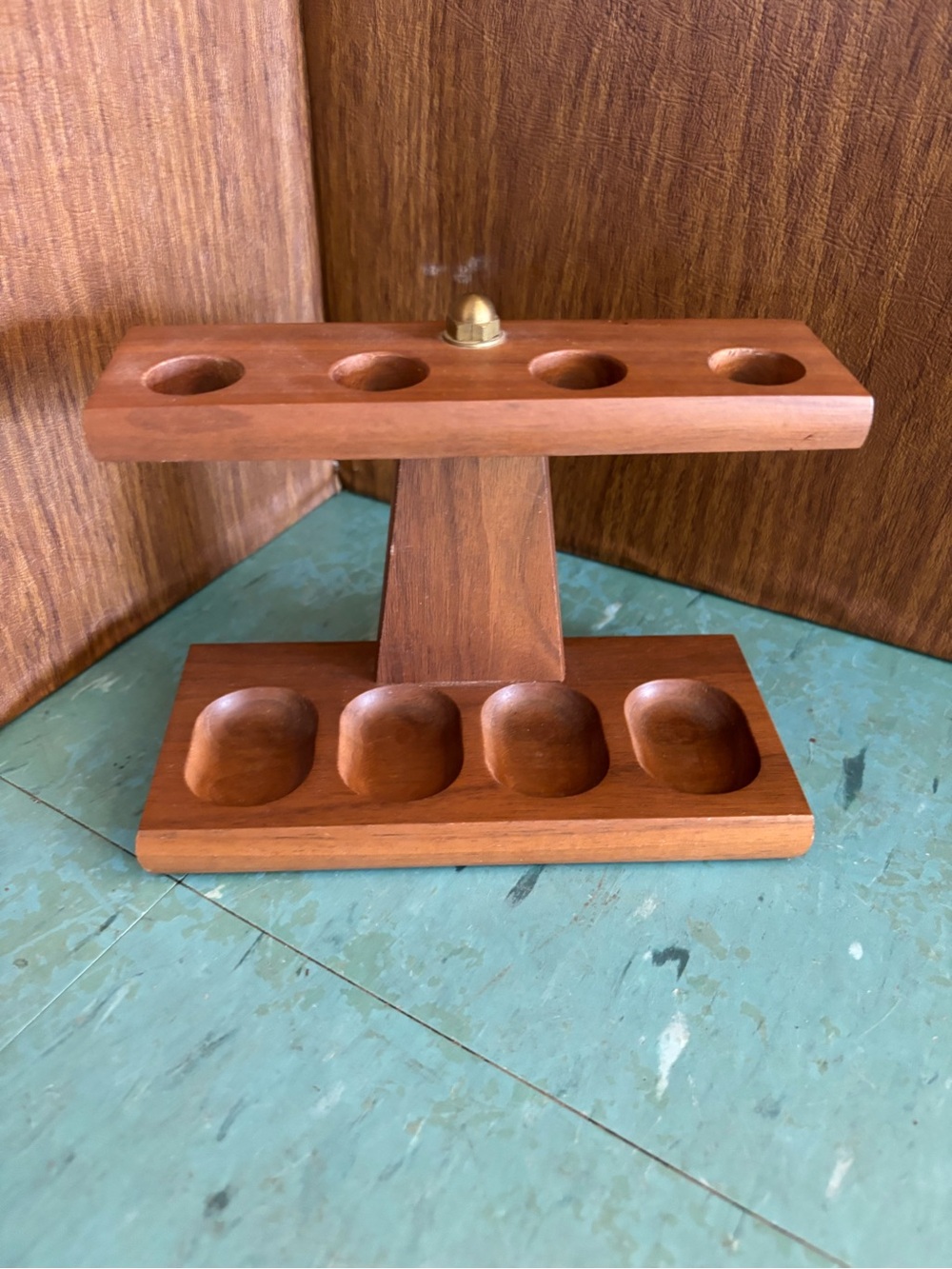 Vintage display stand for pipes wood